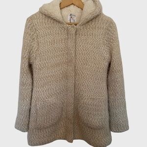 Zara Girls Knitwear Outdoor Cozy Fleece Eyelash Hooded Coat- Sz-13/14